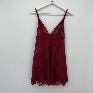 Enchanted Red Lace Sheer Lingerie Mini Dress Size XL Y2k